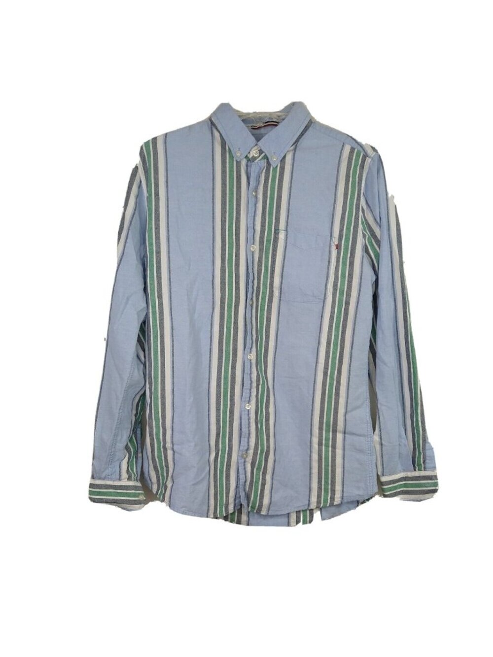 Cotton On Brunswick Button Down Collar Slim Shirt Size M Blue Stripe Long Sleeve
